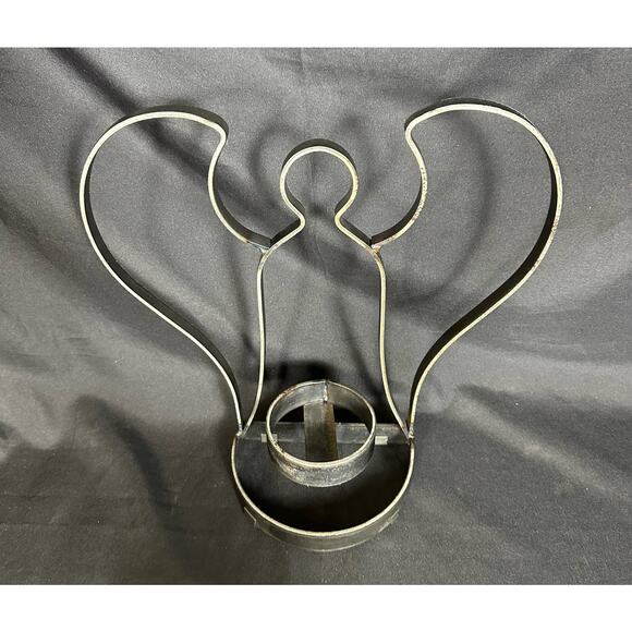 Welded Iron Angel Sculpture Candle Holder 12-1/2” Tall Very Good Condition - Picture 2 of 6